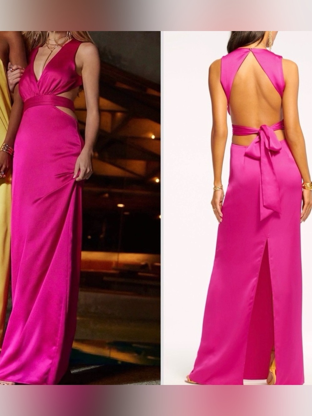 Ramy Brook Fuchsia Satin Backless Evening Gown